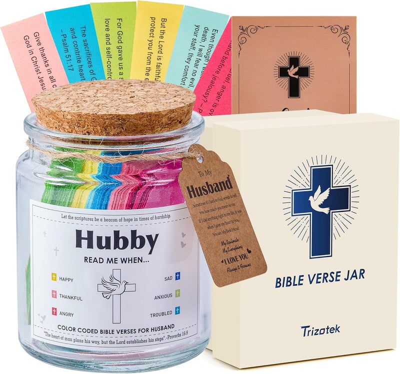 Trizotek Valentines Day Gifts for Him Husband Gifts from Wife Birthday Fathers Day Gift for Husband Him Easter Basket Stuffers for Men Wedding Anniversary Christian Gift for Men from Wife Bible Verse Jar - Image 1